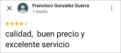 Francisco Gonzalez Guerra. calidad, buen precio y excelente servicio