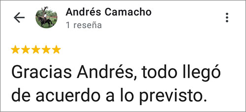 Gracias Andrés, todo llegó de acuerdo a lo previsto.